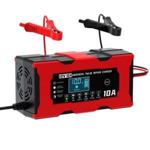 Augoing Battery Charger for 12V10A Lead Acid and 14.6V Lithium Iron Phosphate (LifePO4) Batteries, Automatic Car Maintainer Trickle and Desulfator with Pulse Repair and Temperature Compensation